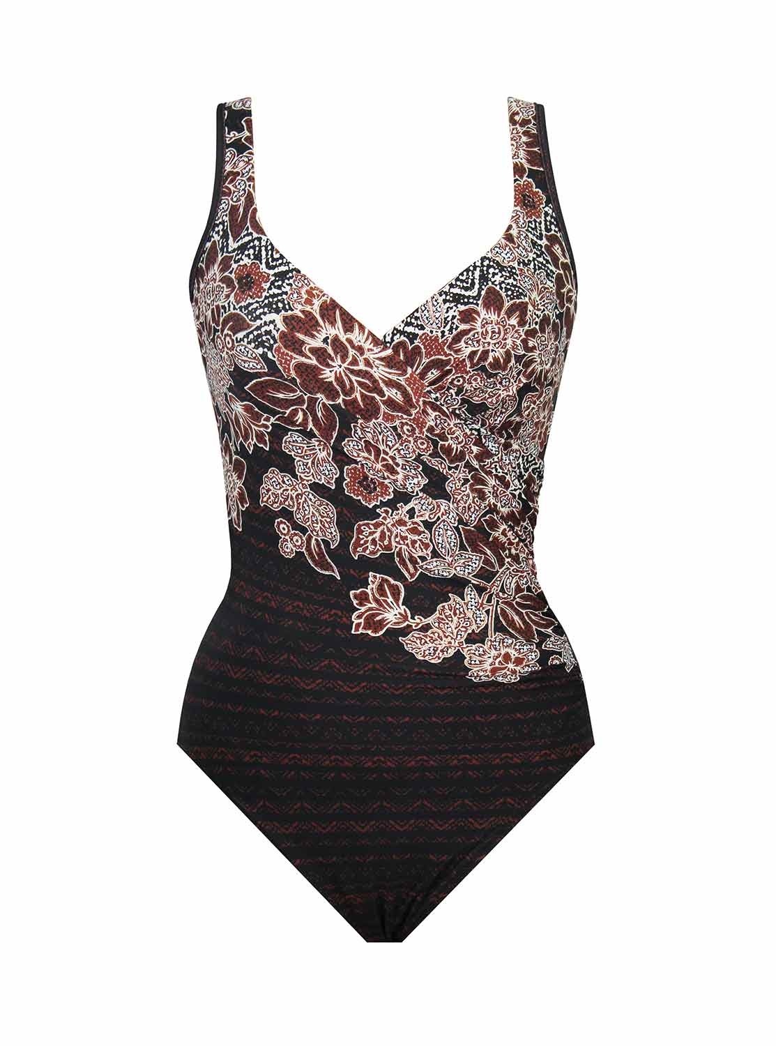 Maillot De Bain Gainant It's A Wrap Noir / Imprimés à Fleurs - Mendhika ...